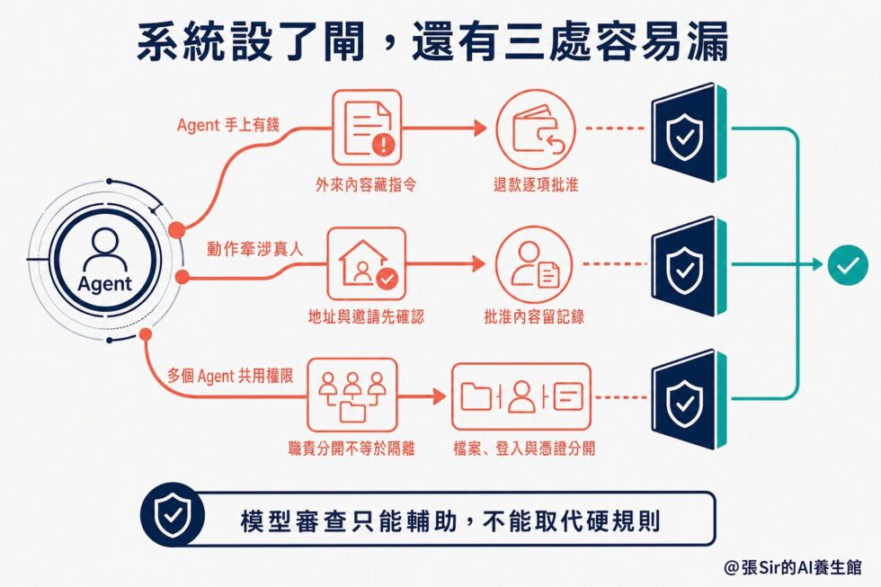 系統設閘後仍有三處容易漏